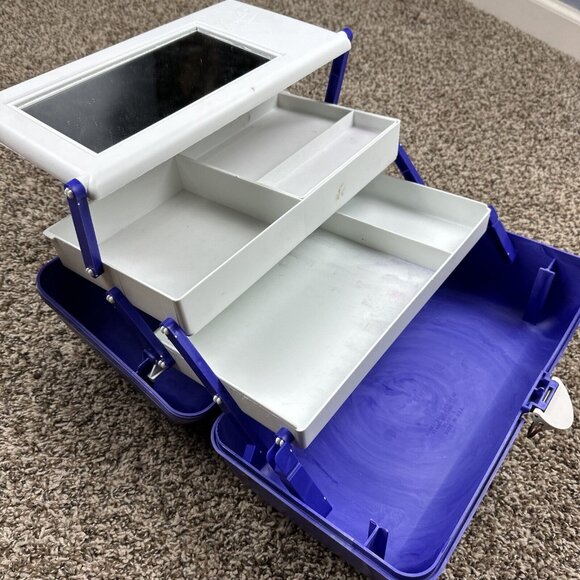 Vintage Caboodles Purple Swirl Model 2630 USA 3 Tier Mirror Makeup Pageant Case - Picture 2 of 9